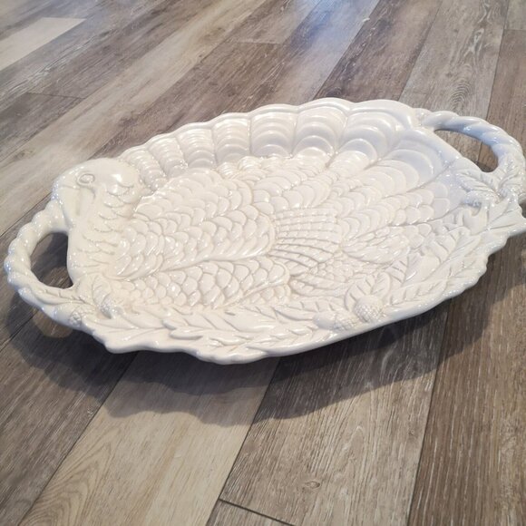 Gibson Bountiful Feast 21 1/4 Ceramic Turkey Platter with Handles Rare MINT - Picture 2 of 8
